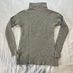 Madewell Light Gray Ribbed Mockneck Long Sleeve Pullover Sweater | Size XS